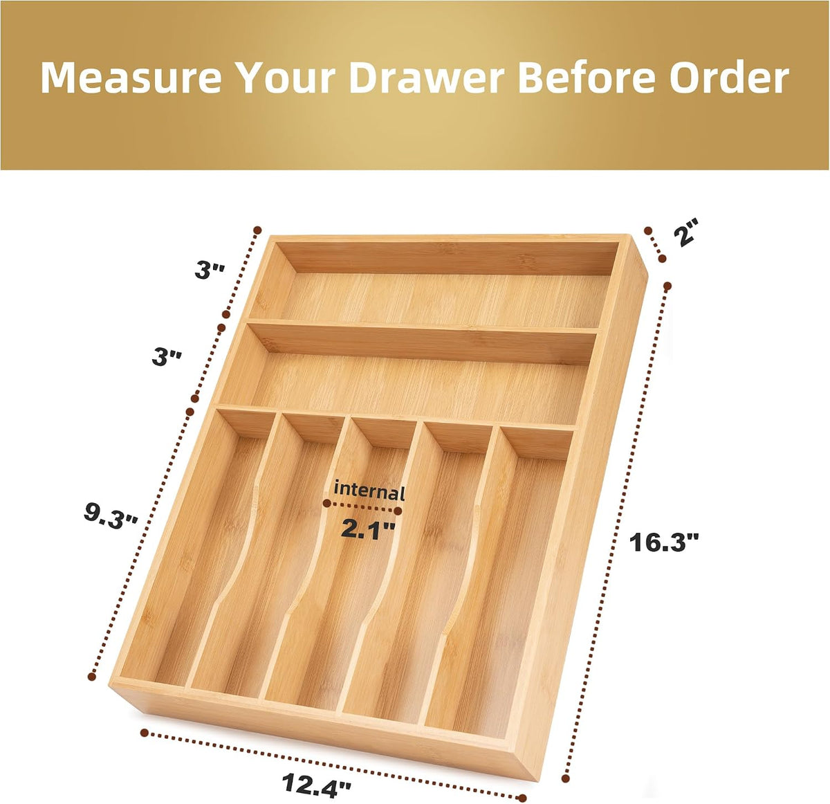 Silverware Organizer Small Bamboo Kitchen Drawer Organizer Utensil Organizer Silverware Holder Cutlery Organizer in drawer Flatware Organizer Tray (Black 4 Slots)