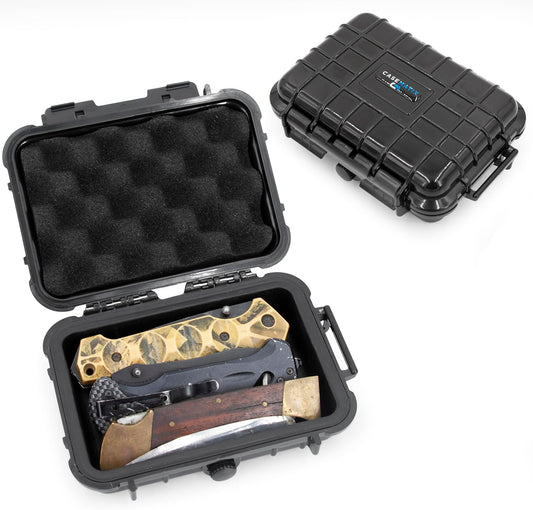 Compact Folding Knife Case - Waterproof Pocket Knife Holder and Knife Box Organizer Fits 3 Folding Knives, Swiss Army Knives & More Up To 5" Folded in Airtight Knife Storage Case