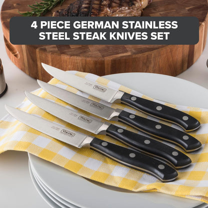 Carving Knife and Fork Set, 8 Inch German Stainless Steel Knife and Fork with Ergonomic Handles for Turkey, Roasts and Chicken, Black
