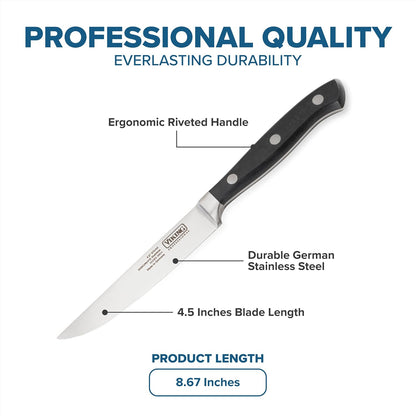 Carving Knife and Fork Set, 8 Inch German Stainless Steel Knife and Fork with Ergonomic Handles for Turkey, Roasts and Chicken, Black