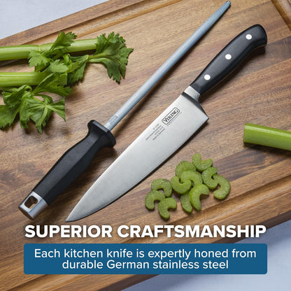 Carving Knife and Fork Set, 8 Inch German Stainless Steel Knife and Fork with Ergonomic Handles for Turkey, Roasts and Chicken, Black