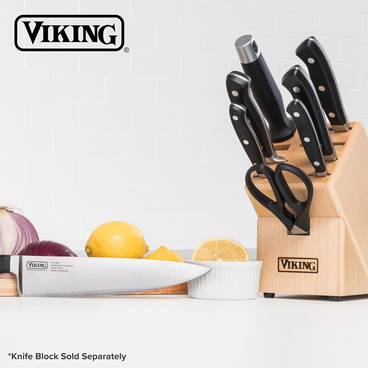 Carving Knife and Fork Set, 8 Inch German Stainless Steel Knife and Fork with Ergonomic Handles for Turkey, Roasts and Chicken, Black