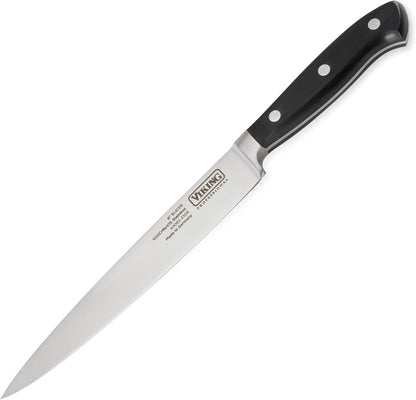 Carving Knife and Fork Set, 8 Inch German Stainless Steel Knife and Fork with Ergonomic Handles for Turkey, Roasts and Chicken, Black