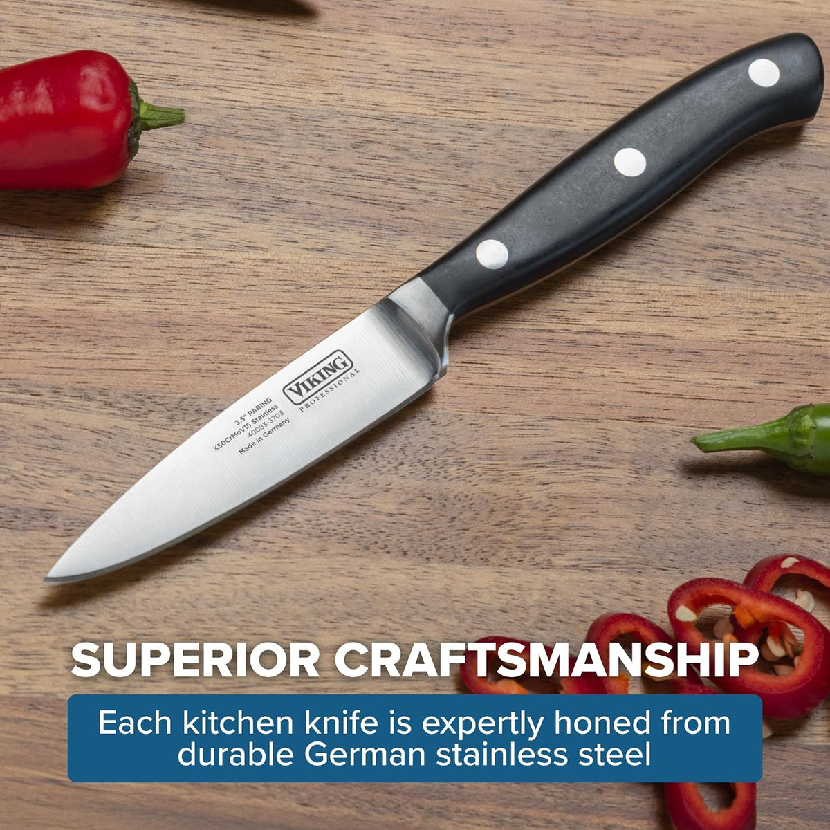 Carving Knife and Fork Set, 8 Inch German Stainless Steel Knife and Fork with Ergonomic Handles for Turkey, Roasts and Chicken, Black