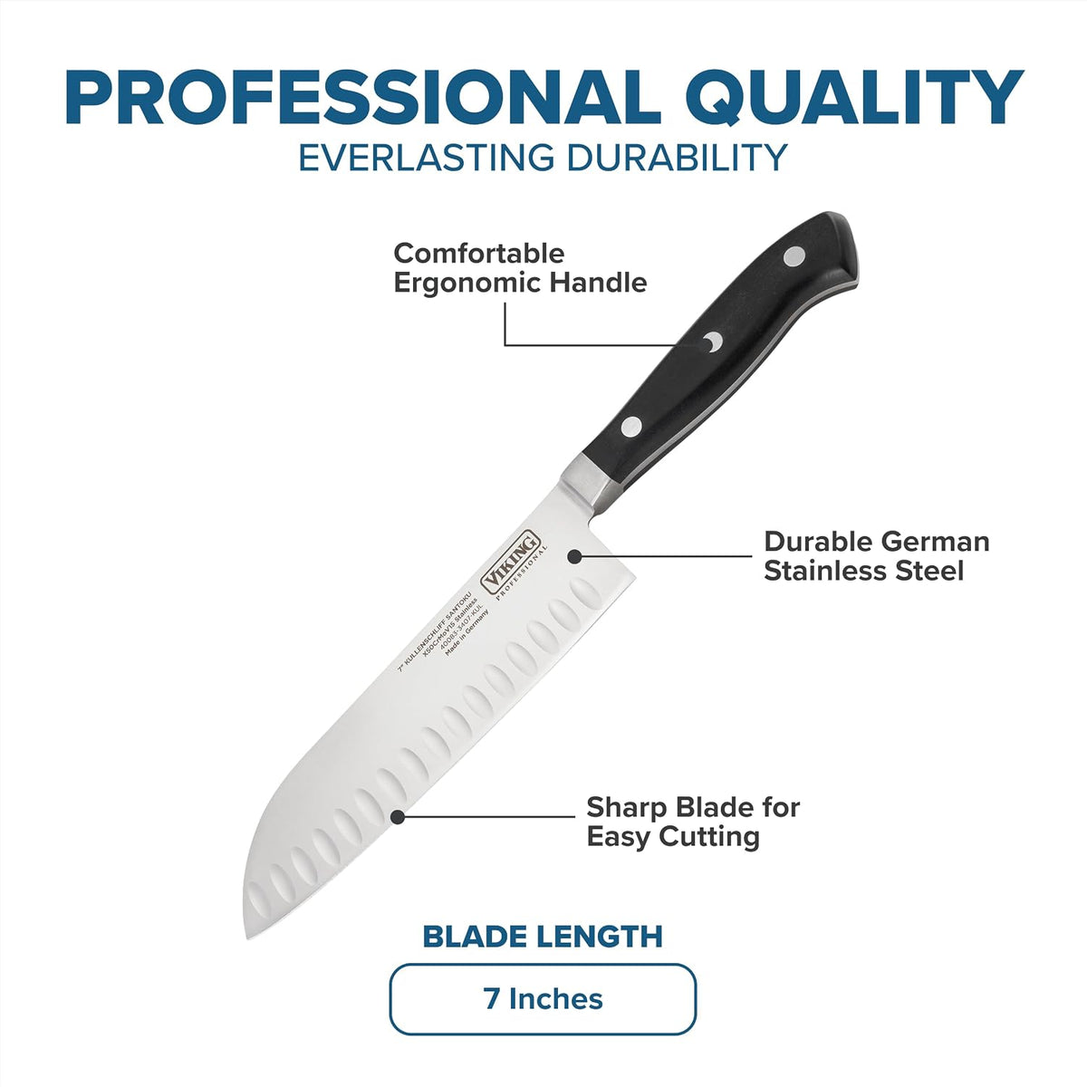 Carving Knife and Fork Set, 8 Inch German Stainless Steel Knife and Fork with Ergonomic Handles for Turkey, Roasts and Chicken, Black