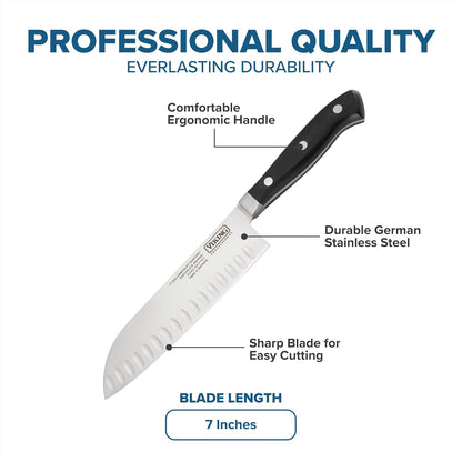 Carving Knife and Fork Set, 8 Inch German Stainless Steel Knife and Fork with Ergonomic Handles for Turkey, Roasts and Chicken, Black