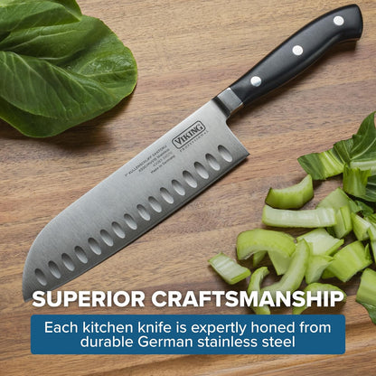 Carving Knife and Fork Set, 8 Inch German Stainless Steel Knife and Fork with Ergonomic Handles for Turkey, Roasts and Chicken, Black