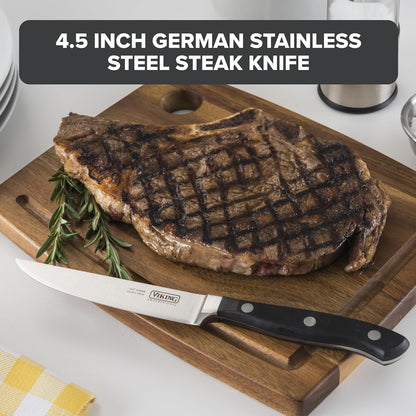 Carving Knife and Fork Set, 8 Inch German Stainless Steel Knife and Fork with Ergonomic Handles for Turkey, Roasts and Chicken, Black