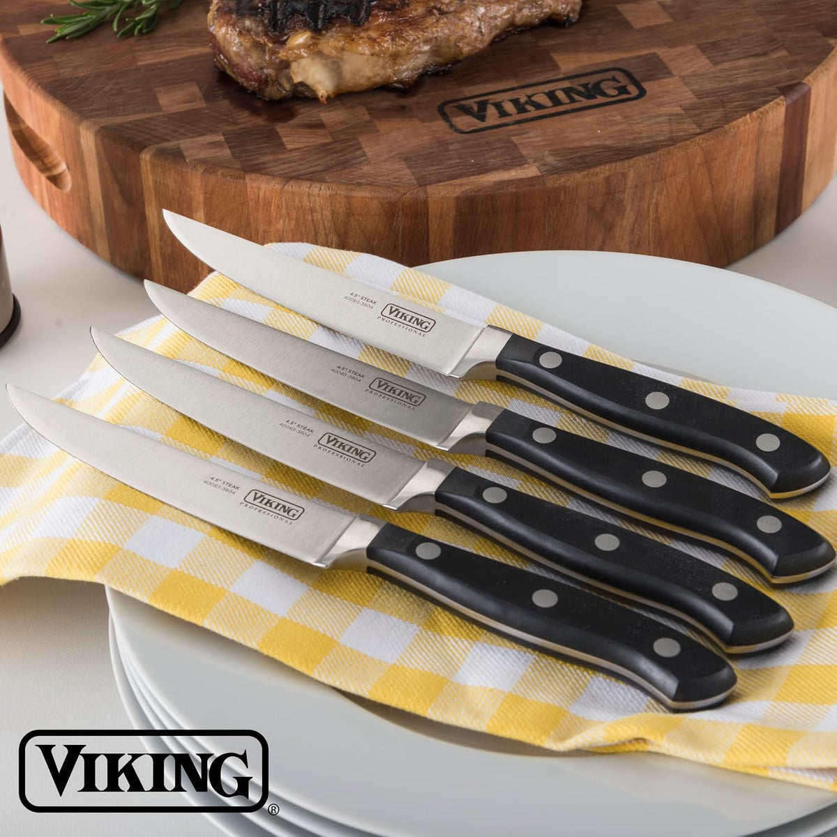 Carving Knife and Fork Set, 8 Inch German Stainless Steel Knife and Fork with Ergonomic Handles for Turkey, Roasts and Chicken, Black