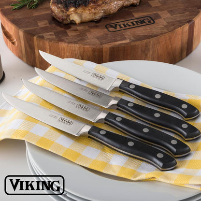 Carving Knife and Fork Set, 8 Inch German Stainless Steel Knife and Fork with Ergonomic Handles for Turkey, Roasts and Chicken, Black