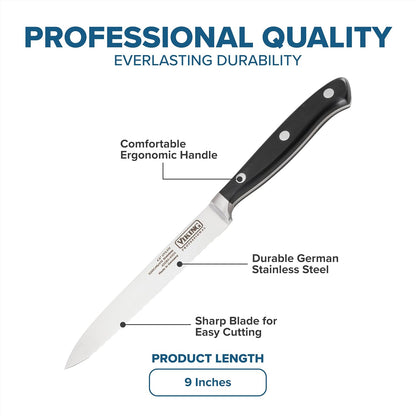 Carving Knife and Fork Set, 8 Inch German Stainless Steel Knife and Fork with Ergonomic Handles for Turkey, Roasts and Chicken, Black