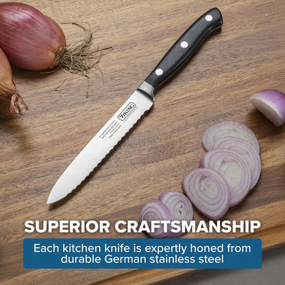 Carving Knife and Fork Set, 8 Inch German Stainless Steel Knife and Fork with Ergonomic Handles for Turkey, Roasts and Chicken, Black