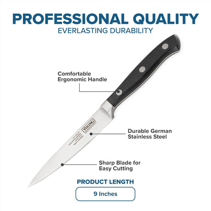Carving Knife and Fork Set, 8 Inch German Stainless Steel Knife and Fork with Ergonomic Handles for Turkey, Roasts and Chicken, Black