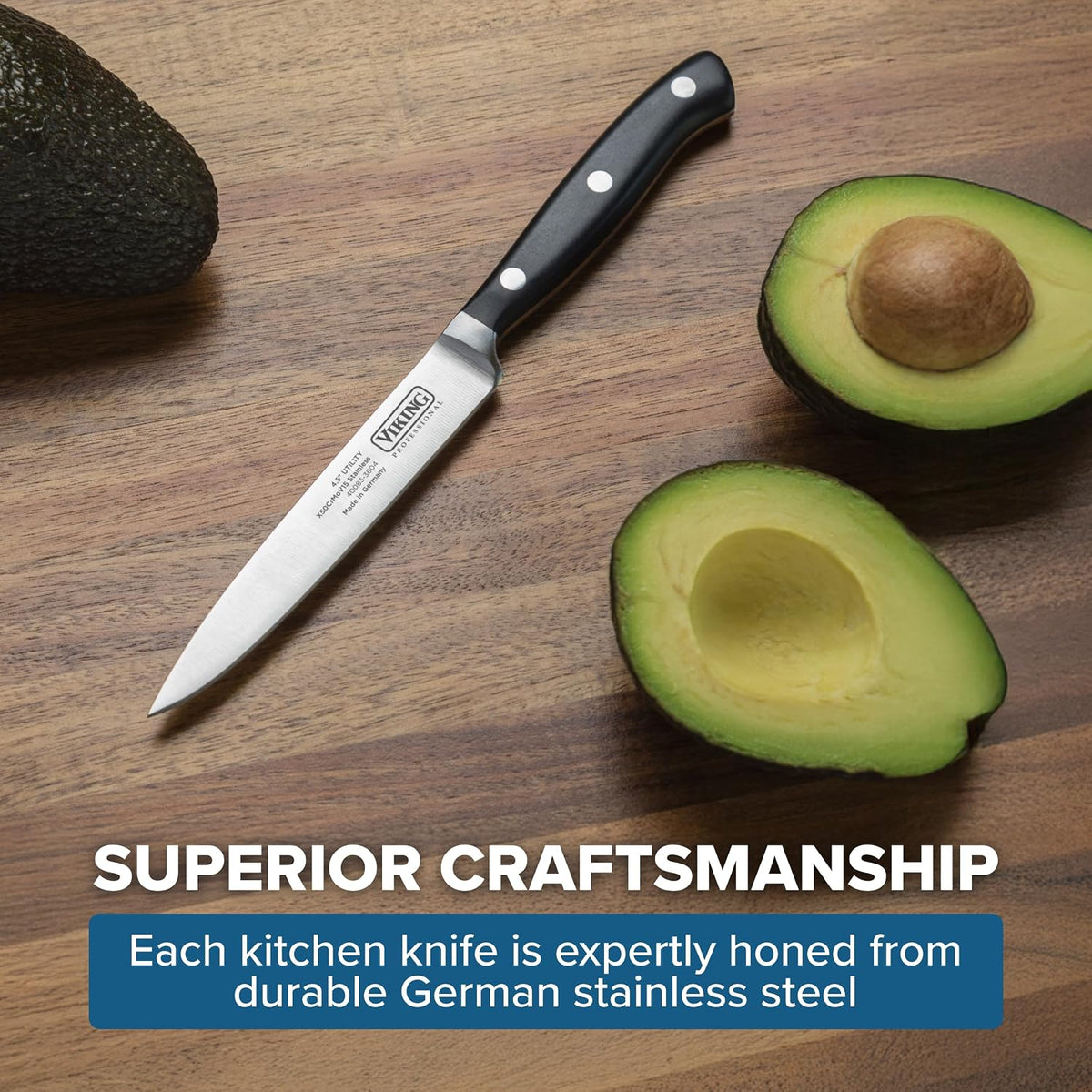 Carving Knife and Fork Set, 8 Inch German Stainless Steel Knife and Fork with Ergonomic Handles for Turkey, Roasts and Chicken, Black