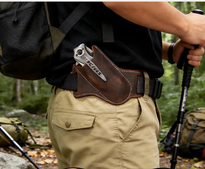 Leather Knife Sheaths for Belt, Pocket Knife Holder, EDC Sheath for Folding, Compact Draw Knife Holster Dark Brown