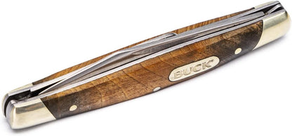 375 Deuce 2-Blade Folding Pocket Knife, Woodgrain Inlay Handle with Nickel Silver Bolsters, 420J2 Steel Clip and Coping Blades, EDC Pocket Knife, 0.7 oz