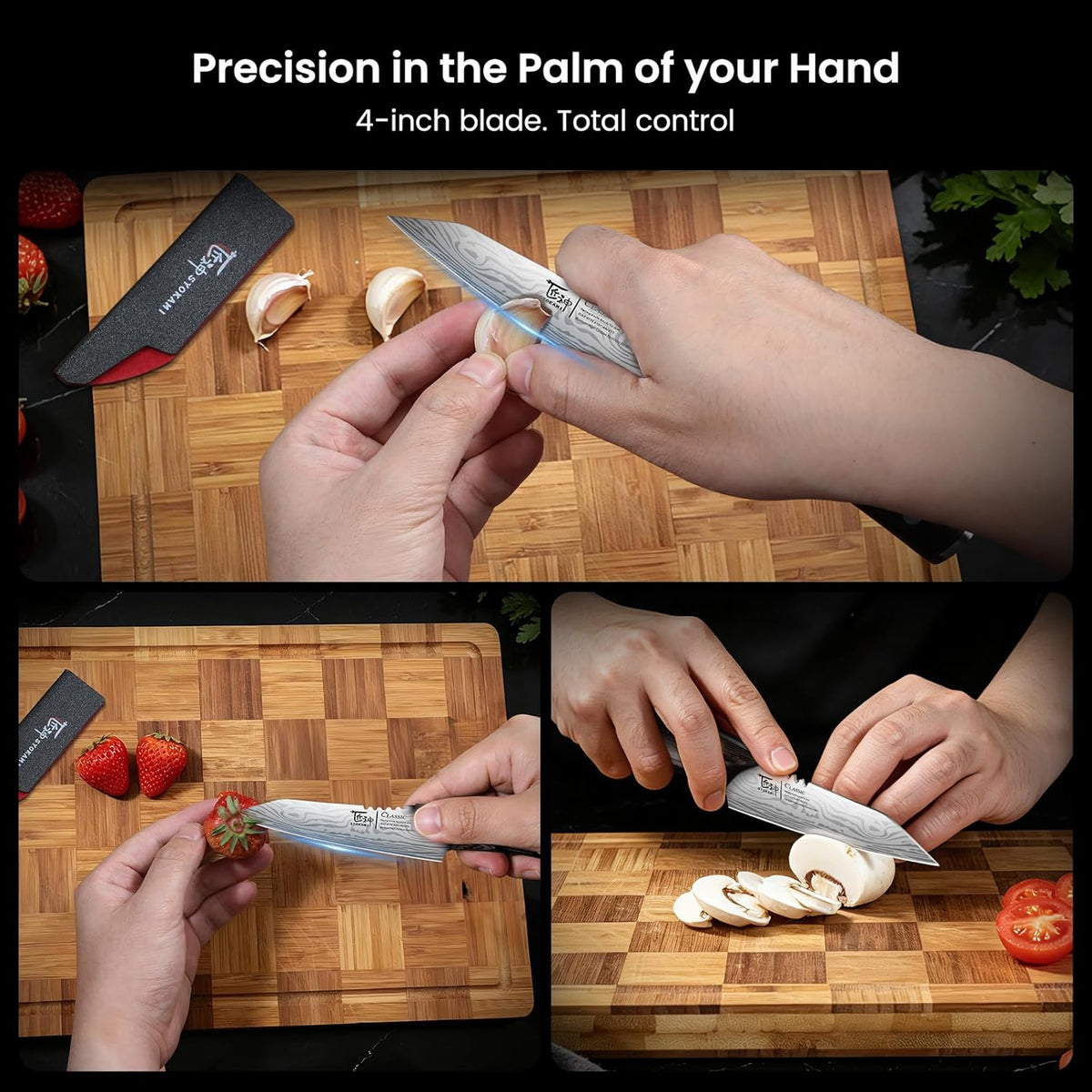 4 Inch Paring Knife with Cover, Ultra Sharp Small Kitchen Knife