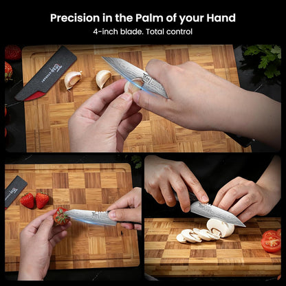 4 Inch Paring Knife with Cover, Ultra Sharp Small Kitchen Knife