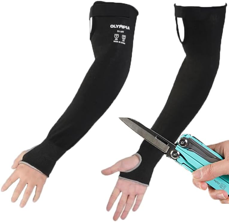 Cut Resistant Arm Sleeves 18" Length 1 Pair, Cut Level A3 Protection, Breathable Gardening Sleeves for Thin Skin, Welding Sleeves for Forearm, Black