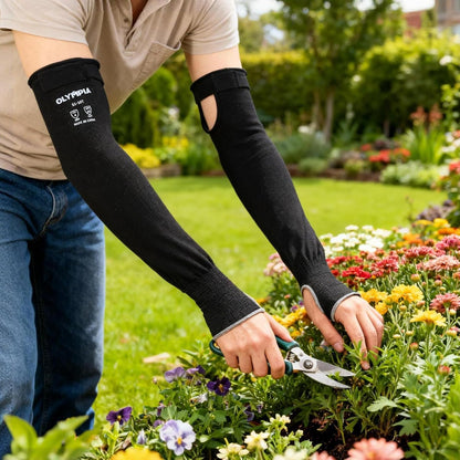 Cut Resistant Arm Sleeves 18" Length 1 Pair, Cut Level A3 Protection, Breathable Gardening Sleeves for Thin Skin, Welding Sleeves for Forearm, Black