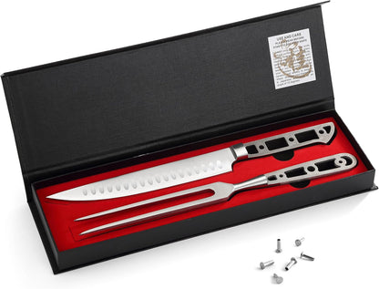 KATSURA Woodworking Project Kit – BBQ Carving Set Blank – 8 inch Slicer & 6 Inch Fork – Stainless Steel – Perfect for Woodworkers, Crafters – Includes a Handcrafted Gift box – NO LOGO