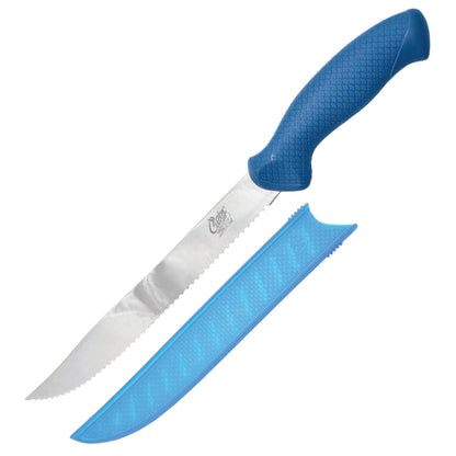 9" AquaTuff Serrated Utility Saltwater & Freshwater Zirconium Bonding Fish Filleting Knife with Weather-Resistant Non-Slip Grip & Blade Cover