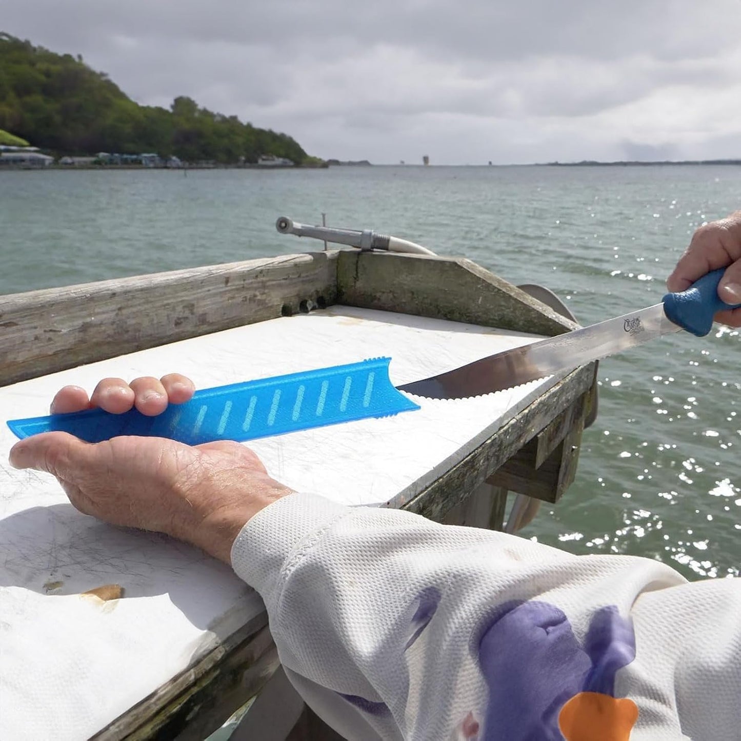 9" AquaTuff Serrated Utility Saltwater & Freshwater Zirconium Bonding Fish Filleting Knife with Weather-Resistant Non-Slip Grip & Blade Cover