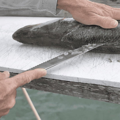 9" AquaTuff Serrated Utility Saltwater & Freshwater Zirconium Bonding Fish Filleting Knife with Weather-Resistant Non-Slip Grip & Blade Cover