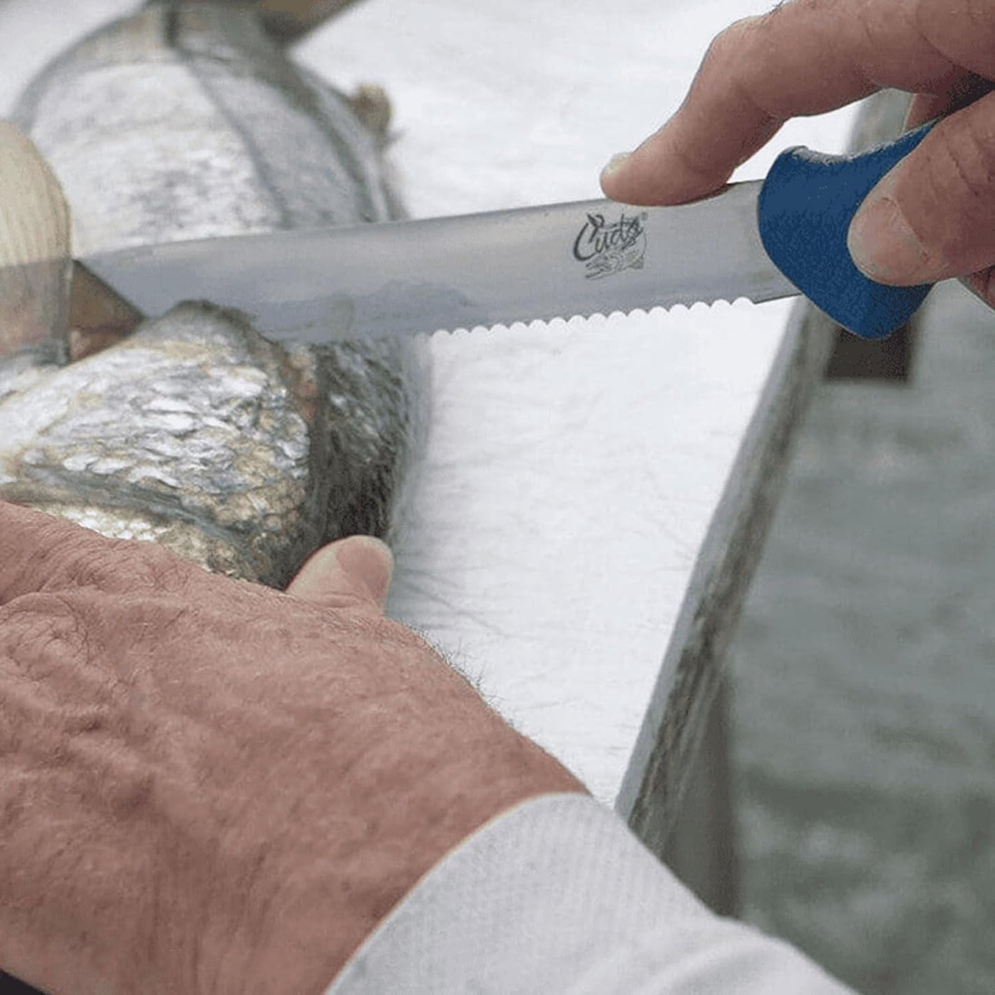 9" AquaTuff Serrated Utility Saltwater & Freshwater Zirconium Bonding Fish Filleting Knife with Weather-Resistant Non-Slip Grip & Blade Cover