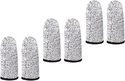 3 Pairs Cut Resistant Finger Cots Finger Sleeve Protectors 5-Level Abrasion Resistance Elastic Thumb Covers for Kitchen, Crafting, and Sculpture Work