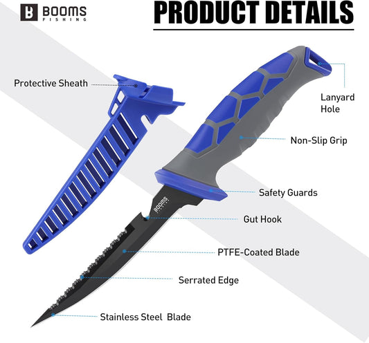 Fillet Knife for Fish: 5" Razor-Sharp Stainless Steel Bait Knife with Sheath & Sharpener - XW60 Non-slip Grip Saltwater/Freshwater Fishing Gear - Fish Knife for Cutting Bait & Rig Prep