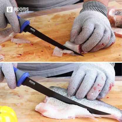 Fillet Knife for Fish: 5" Razor-Sharp Stainless Steel Bait Knife with Sheath & Sharpener - XW60 Non-slip Grip Saltwater/Freshwater Fishing Gear - Fish Knife for Cutting Bait & Rig Prep