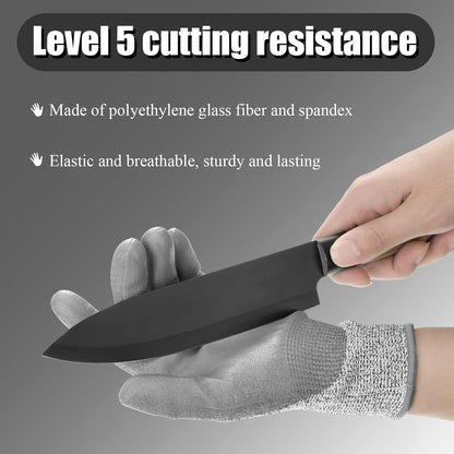 3 Pairs Cut Resistant Gloves Level 5 Protection, Cut Proof Gloves for Kitchen Meat Cutting Oyster Shucking Wood Carving and More
