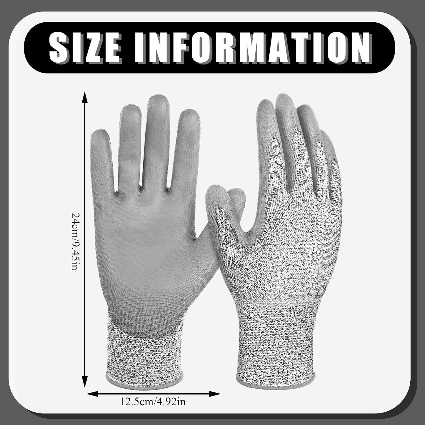 3 Pairs Cut Resistant Gloves Level 5 Protection, Cut Proof Gloves for Kitchen Meat Cutting Oyster Shucking Wood Carving and More