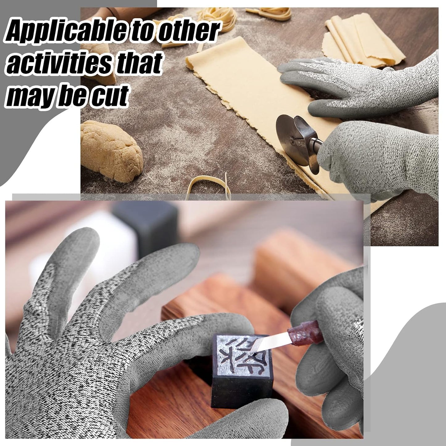 3 Pairs Cut Resistant Gloves Level 5 Protection, Cut Proof Gloves for Kitchen Meat Cutting Oyster Shucking Wood Carving and More
