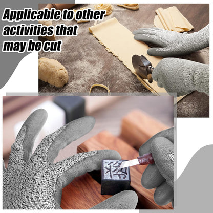 3 Pairs Cut Resistant Gloves Level 5 Protection, Cut Proof Gloves for Kitchen Meat Cutting Oyster Shucking Wood Carving and More