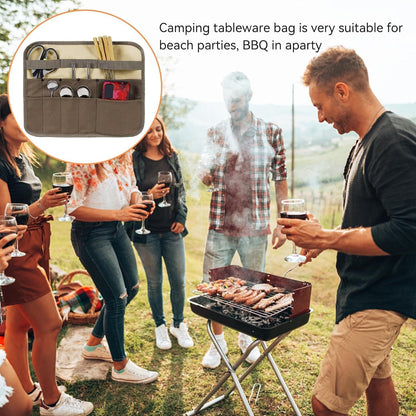 Chef Knife Roll Bag, 10 Slots Canvas Knife Bag Portable Chef Case Roll Knives Storage Pouch Case for Home, Kitchen, Grill