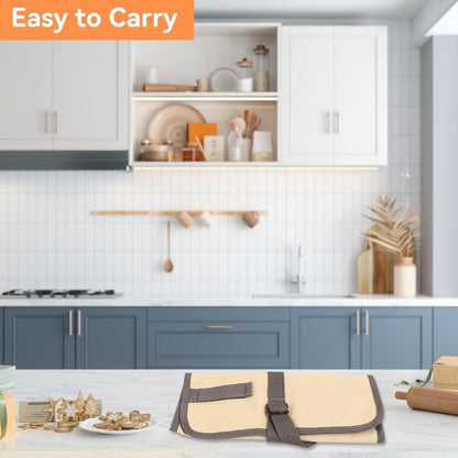 Chef Knife Roll Bag, 10 Slots Canvas Knife Bag Portable Chef Case Roll Knives Storage Pouch Case for Home, Kitchen, Grill