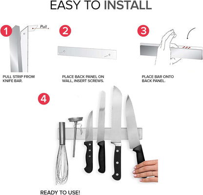 16 Inch Stainless Steel Magnetic Knife Bar with Multi-Purpose Functionality as a Knife Holder, Knife Strip, Magnetic Tool Organizer, Art Supply Organizer & Home Organizer