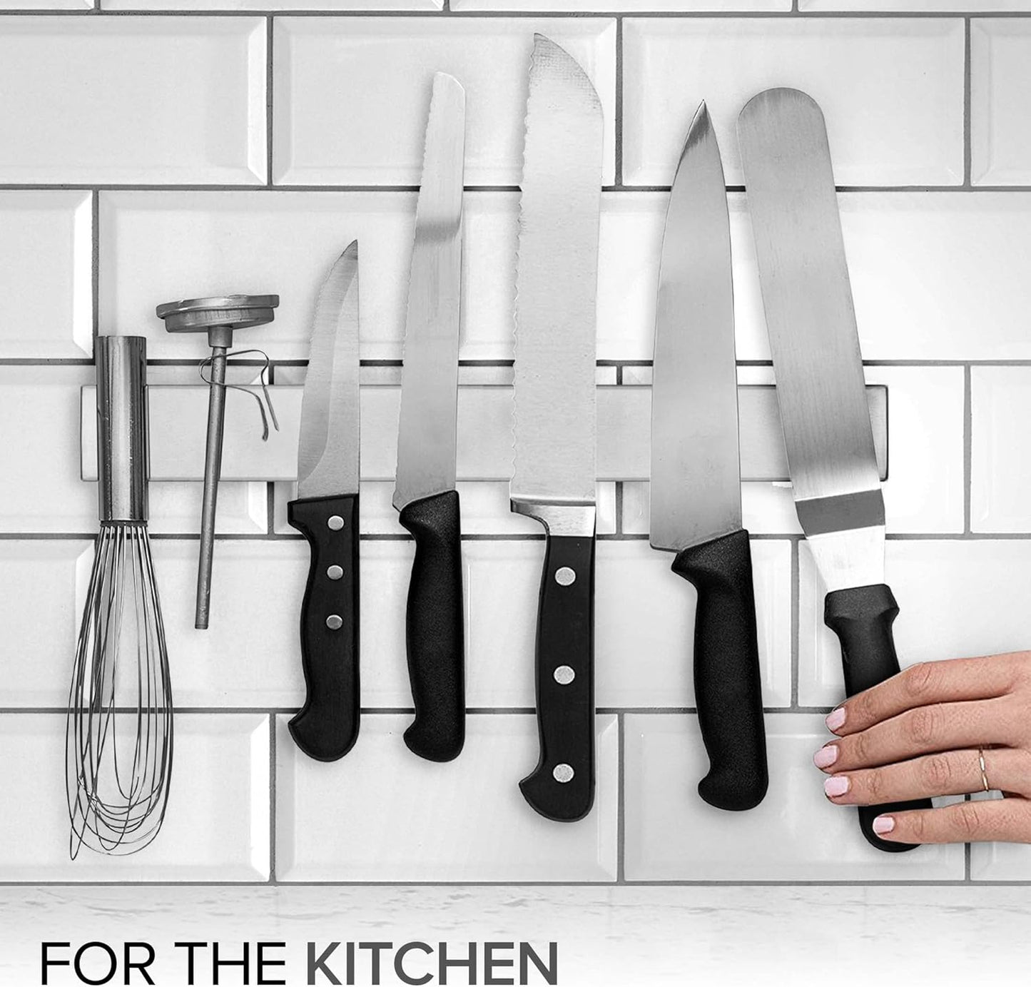 16 Inch Stainless Steel Magnetic Knife Bar with Multi-Purpose Functionality as a Knife Holder, Knife Strip, Magnetic Tool Organizer, Art Supply Organizer & Home Organizer