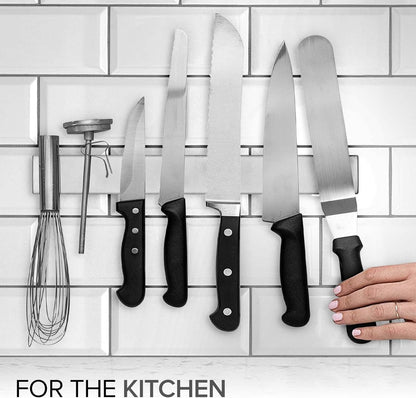 16 Inch Stainless Steel Magnetic Knife Bar with Multi-Purpose Functionality as a Knife Holder, Knife Strip, Magnetic Tool Organizer, Art Supply Organizer & Home Organizer