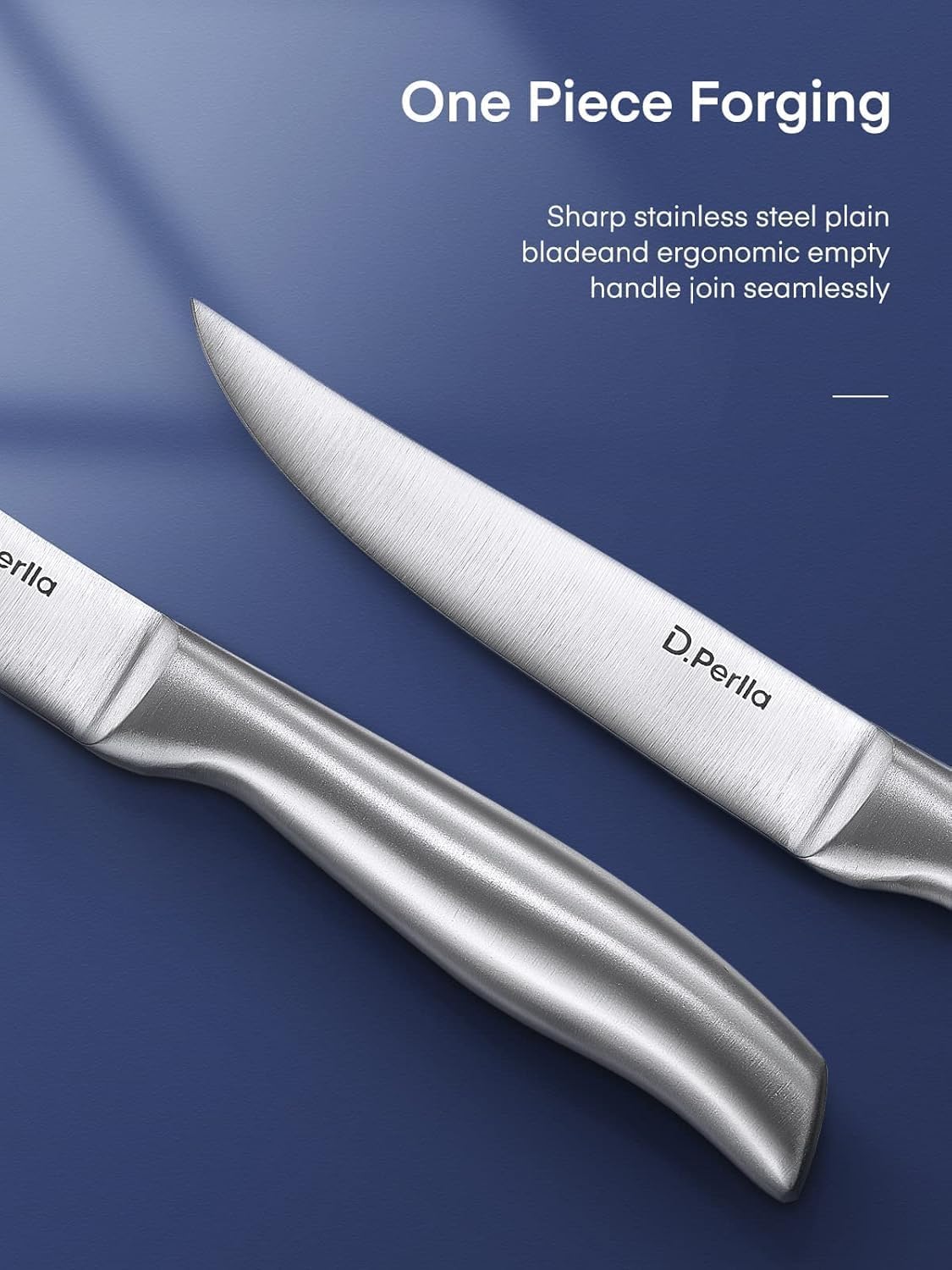 Steak Knives Non-serrated Sharp Straight Edge Steak Knife Set of 6, Professional Straight Edge Kitchen Table Dinner Knives, Elegant High Carbon Stainless Steel Kitchen Steak Knife Set, 4.5IN