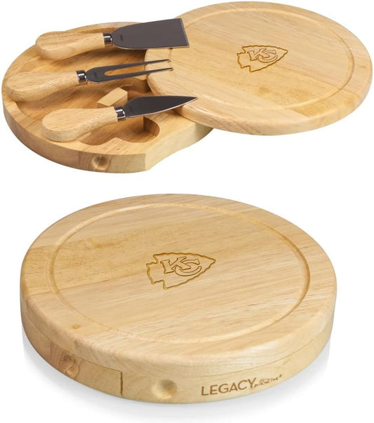 Picnic TIME NFL Brie Cheese Board and Knife Set - Charcuterie Board Set - Wood Cutting Board