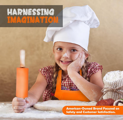 Kids Real Cooking and Baking Supplies Gift Set with Case (Orange) | 31 Piece Montessori Junior Chef Kitchen Set with Toddler Utensils, Kids Knife Set for Fine Motor Skills for Children Ages 6+