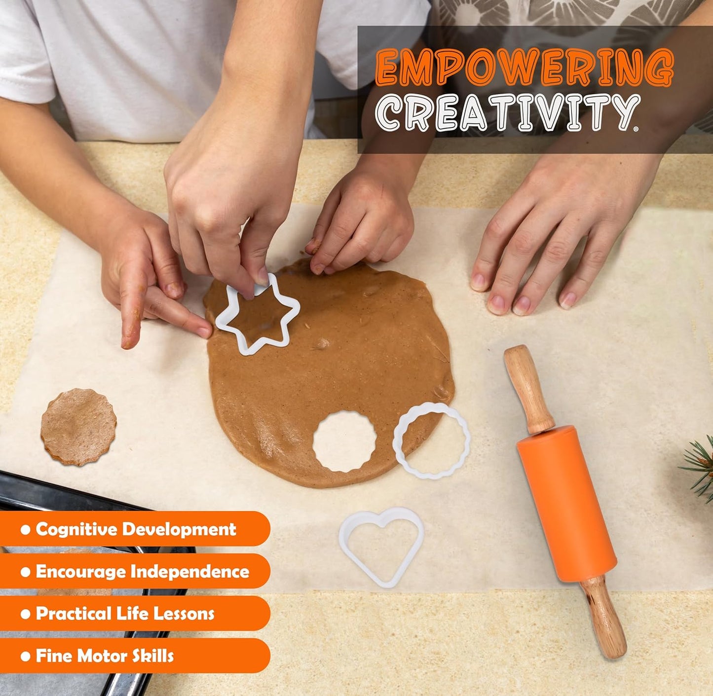 Kids Real Cooking and Baking Supplies Gift Set with Case (Orange) | 31 Piece Montessori Junior Chef Kitchen Set with Toddler Utensils, Kids Knife Set for Fine Motor Skills for Children Ages 6+