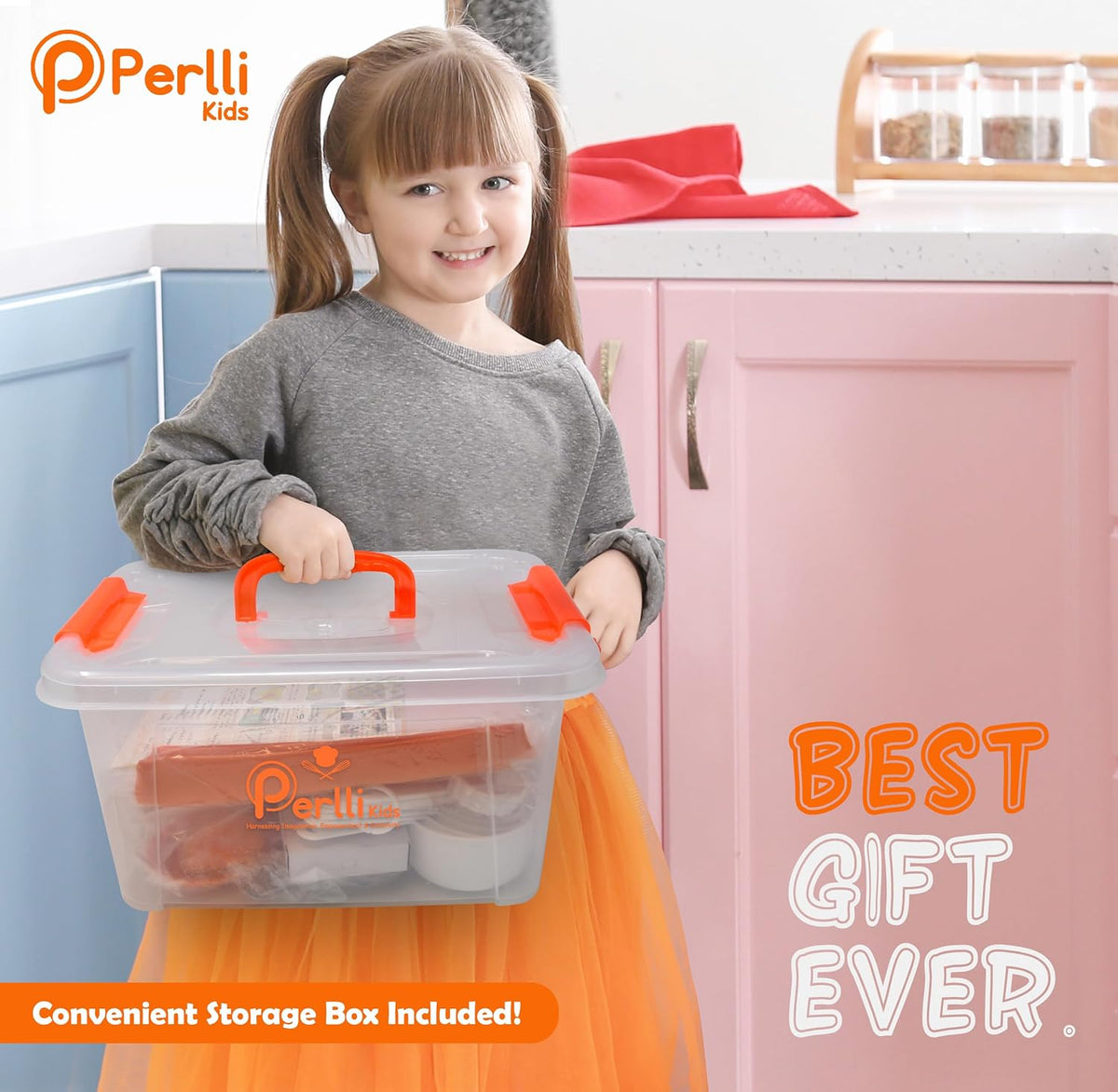 Kids Real Cooking and Baking Supplies Gift Set with Case (Orange) | 31 Piece Montessori Junior Chef Kitchen Set with Toddler Utensils, Kids Knife Set for Fine Motor Skills for Children Ages 6+