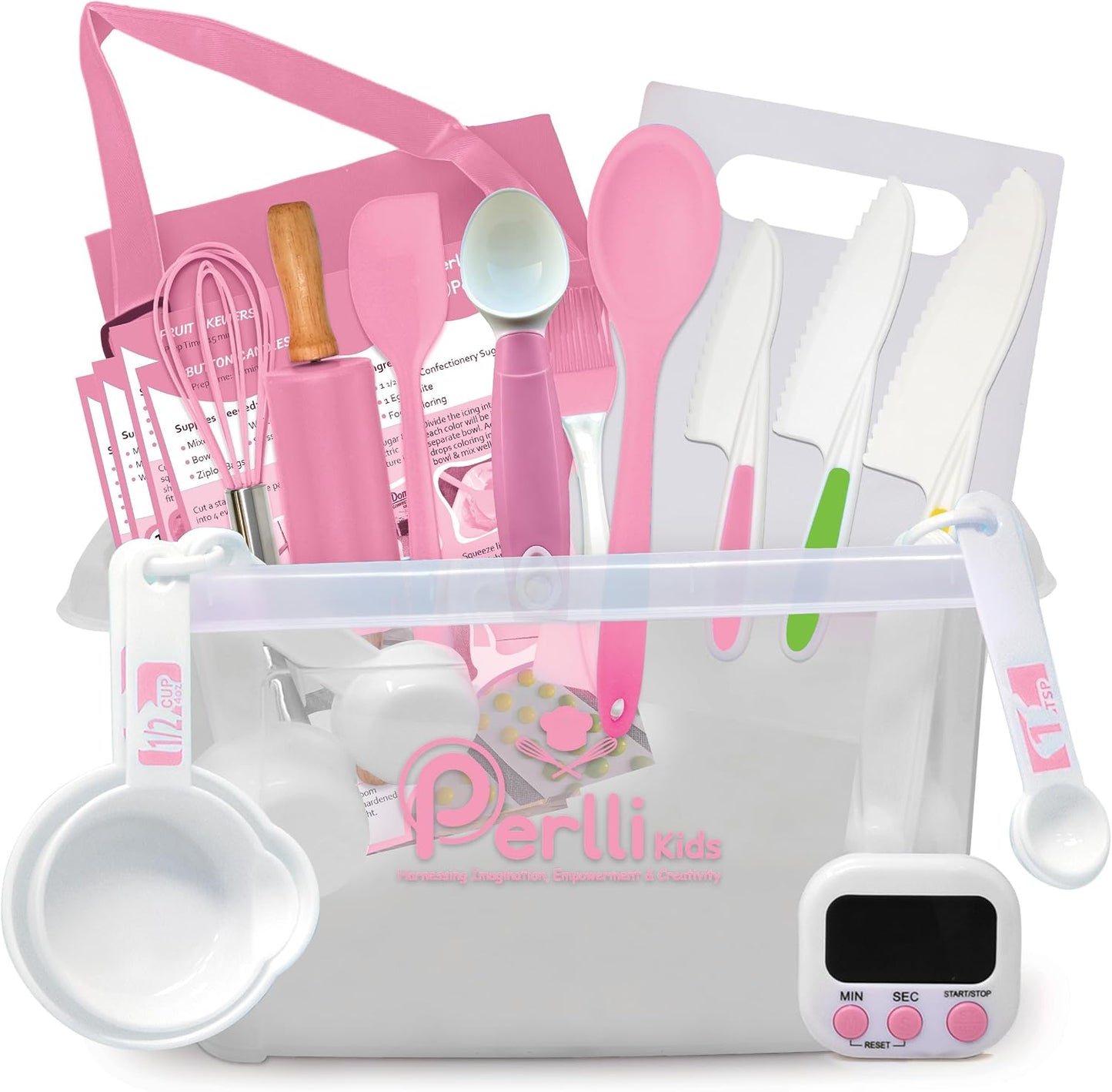 Kids Real Cooking and Baking Supplies Gift Set with Case (Orange) | 31 Piece Montessori Junior Chef Kitchen Set with Toddler Utensils, Kids Knife Set for Fine Motor Skills for Children Ages 6+