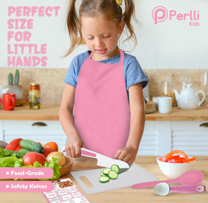 Kids Real Cooking and Baking Supplies Gift Set with Case (Orange) | 31 Piece Montessori Junior Chef Kitchen Set with Toddler Utensils, Kids Knife Set for Fine Motor Skills for Children Ages 6+