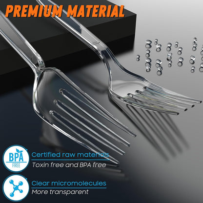 7.5" Clear Plastic Knives Heavy Duty Upgraded Heat Resistant & BPA Free, Solid and Durable Plastic Cutlery, Premium Disposable Knives, for Party Supply(84 Count)