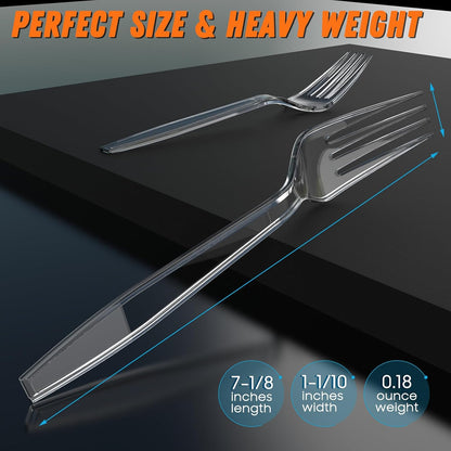 7.5" Clear Plastic Knives Heavy Duty Upgraded Heat Resistant & BPA Free, Solid and Durable Plastic Cutlery, Premium Disposable Knives, for Party Supply(84 Count)